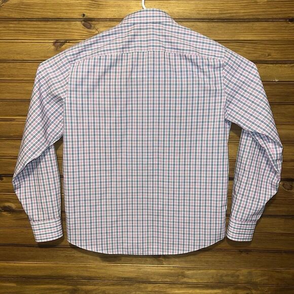 UNTUCKit Dolcetto Button Up Shirt Mens Large Wrinkle Free‎ Pink Blue White Check - Picture 3 of 8